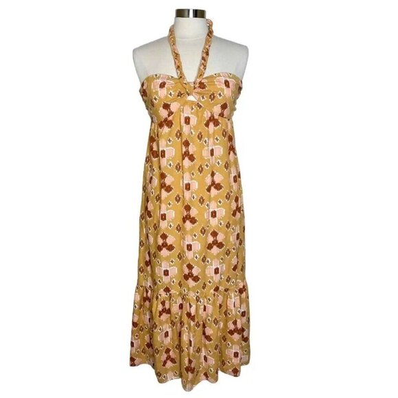 Aerie Women’s Boho Sundress | Floral Print Maxi Dress | Yellow & Orange | Size L - Picture 2 of 16
